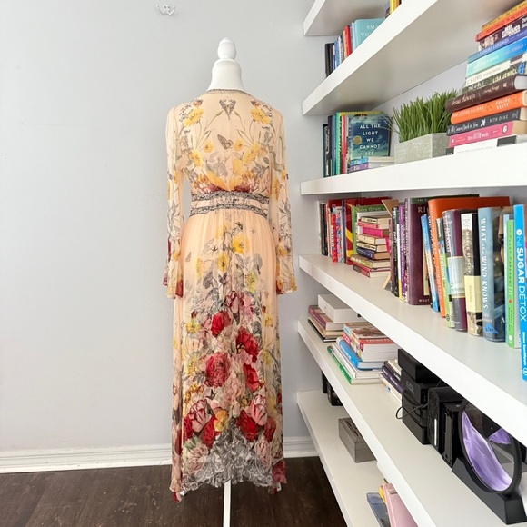 Camilla Silk Floral Etched Into Eternity Flared Sleeve Dress Small - Picture 9 of 16